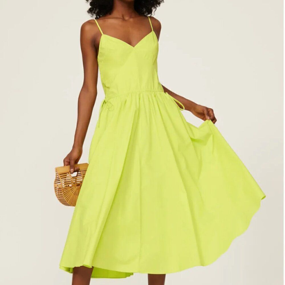 Jason Wu Neon Yellow/Green Midi dress EUC/ with repair. Size 8